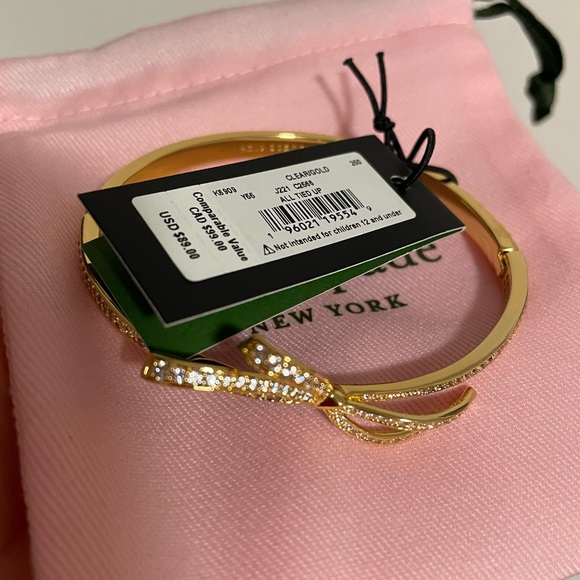Kate Spade New York All Tied Up Pave Hinged Bangle Bracelet in gold tone - Picture 3 of 4